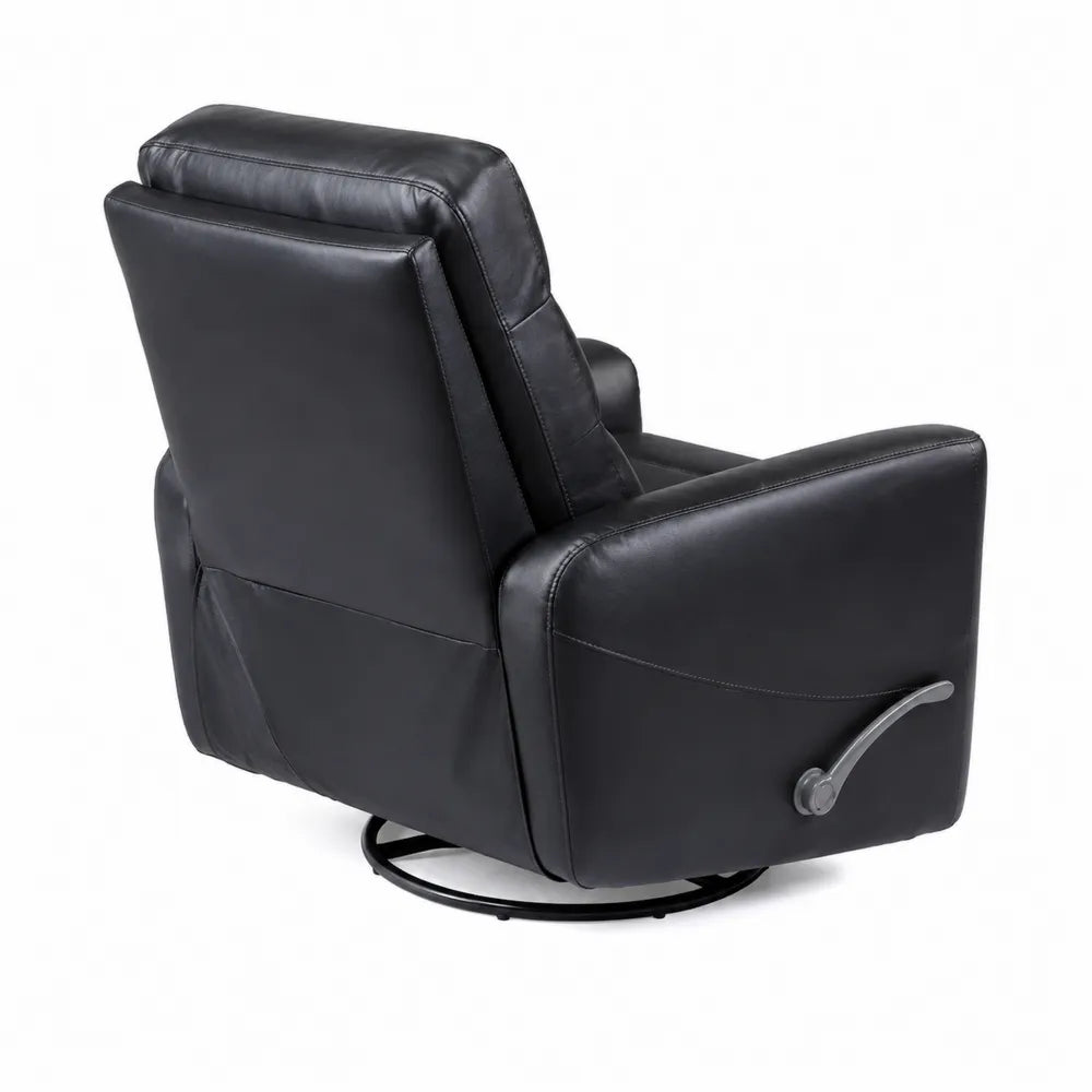 Fauteuil en cuir synthétique noir avec structure métallique pivotante et inclinable