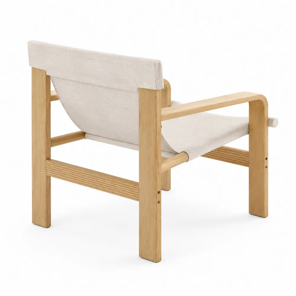 Chaise en bois et lin 70x60x75 cm