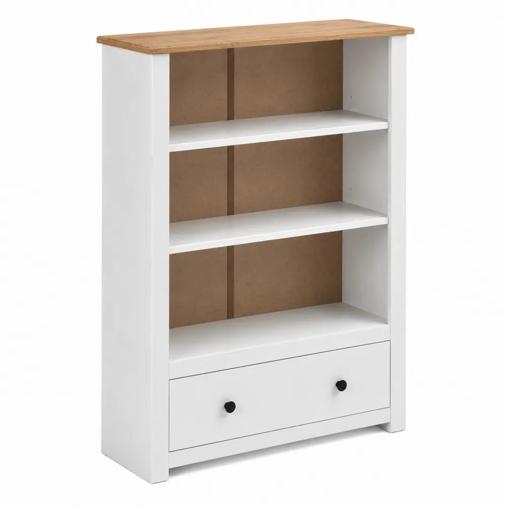 Bibliothèque en Bois avec Étagères et Tiroir Blanc 115x80x30 cm