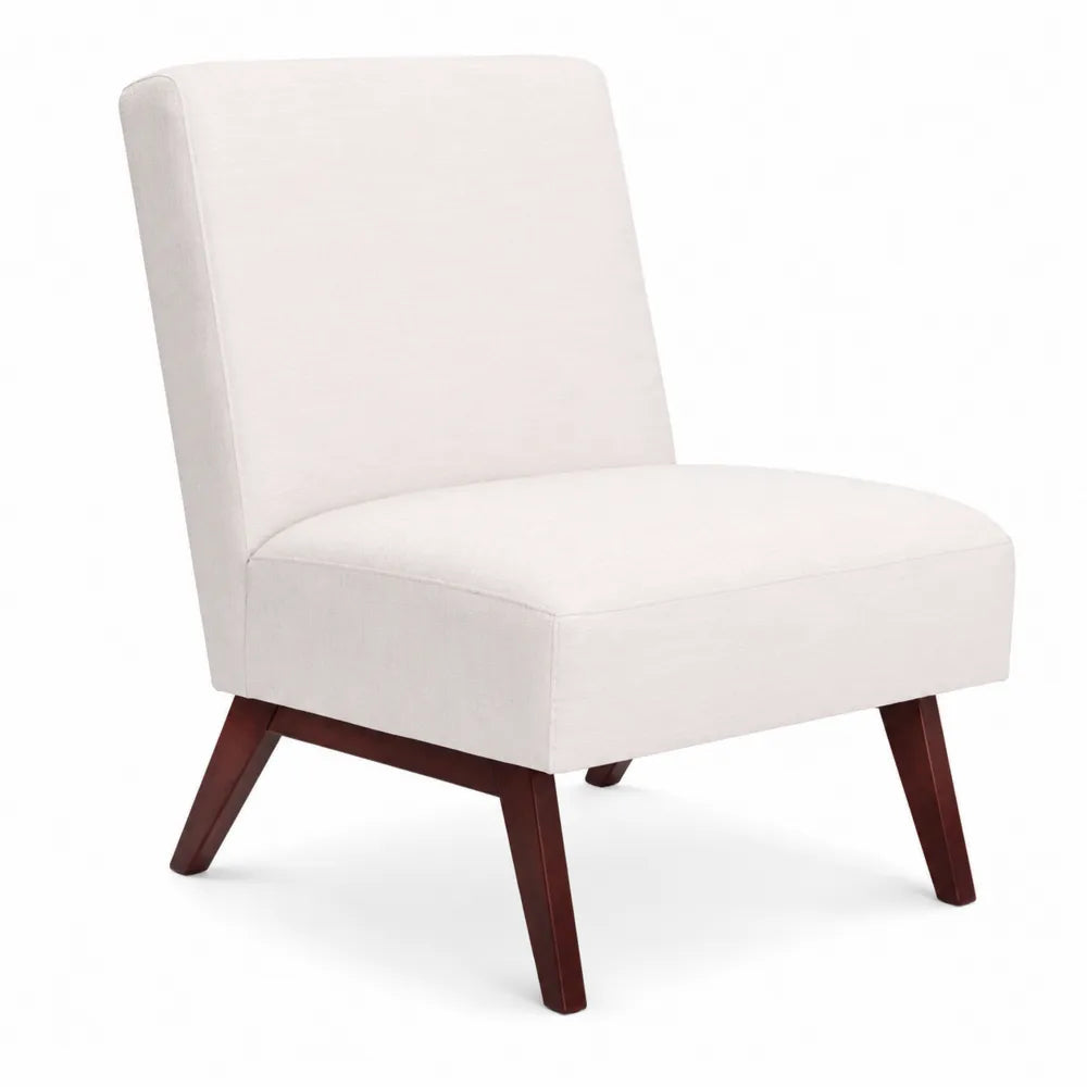Chaise en tissu beige avec pieds en bois