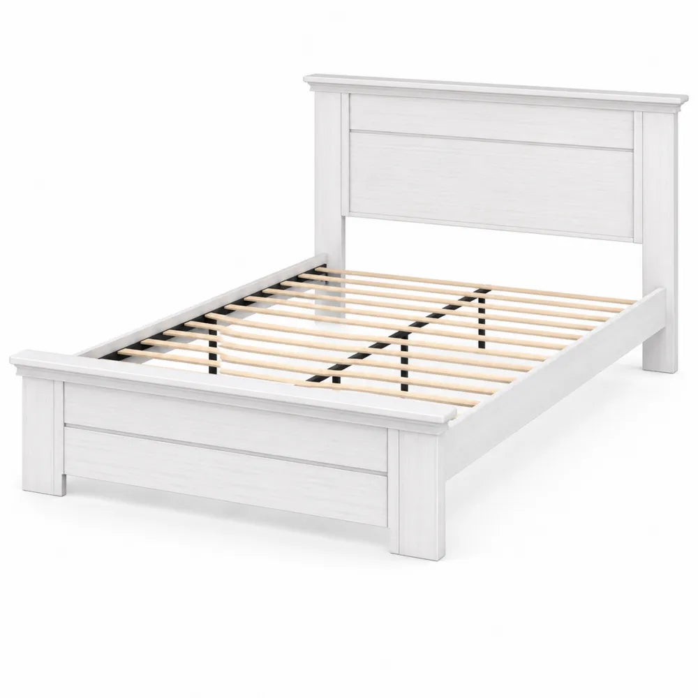 Lit double en bois blanc 200x160 cm