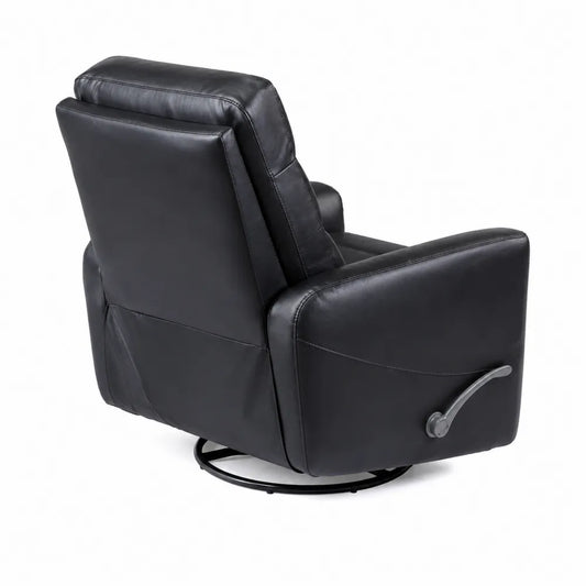 Fauteuil en cuir synthétique noir avec structure métallique pivotante et inclinable