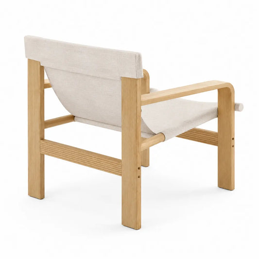Chaise en bois et lin 70x60x75 cm