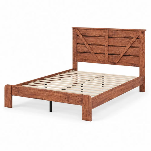 Lit double en bois brun 200x160 cm