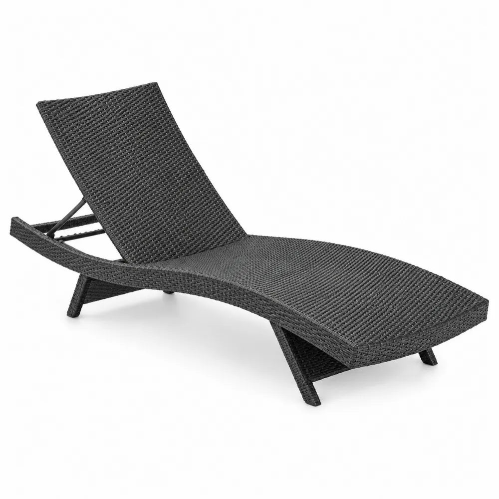 Chaise longue extérieure en résine tressée noir