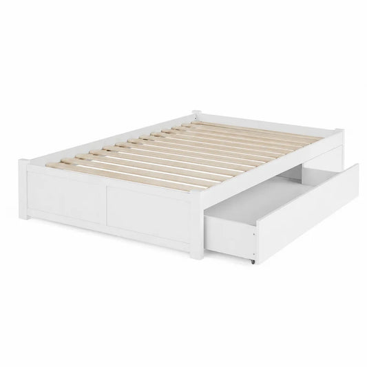 Lit en bois avec tiroir de rangement 140x200 cm Blanc