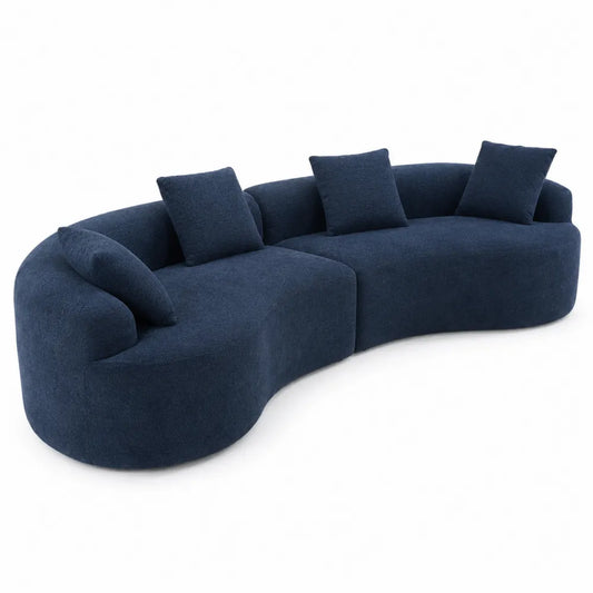 Canapé modulable courbé en tissu Bleu avec coussins