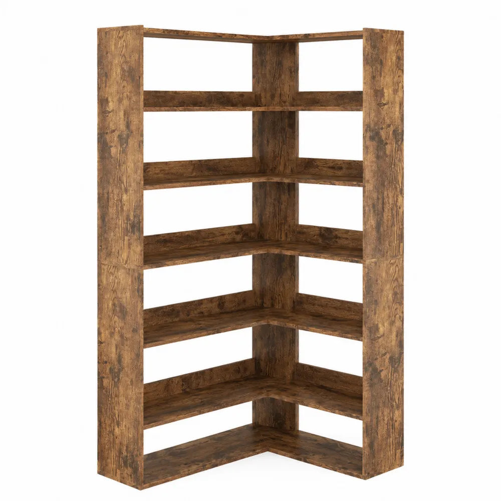 Étagère d'angle en bois MDF 5 niveaux Marron