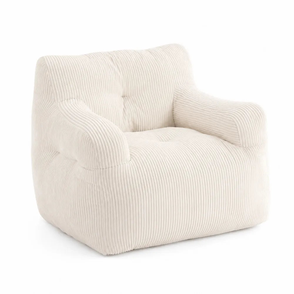 Fauteuil en velours côtelé crème