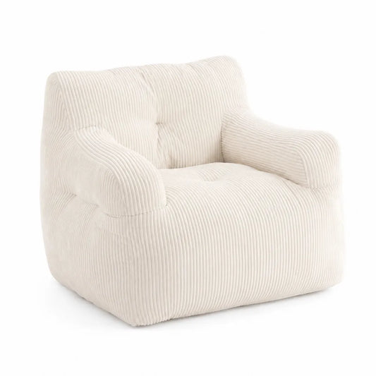 Fauteuil en velours côtelé crème
