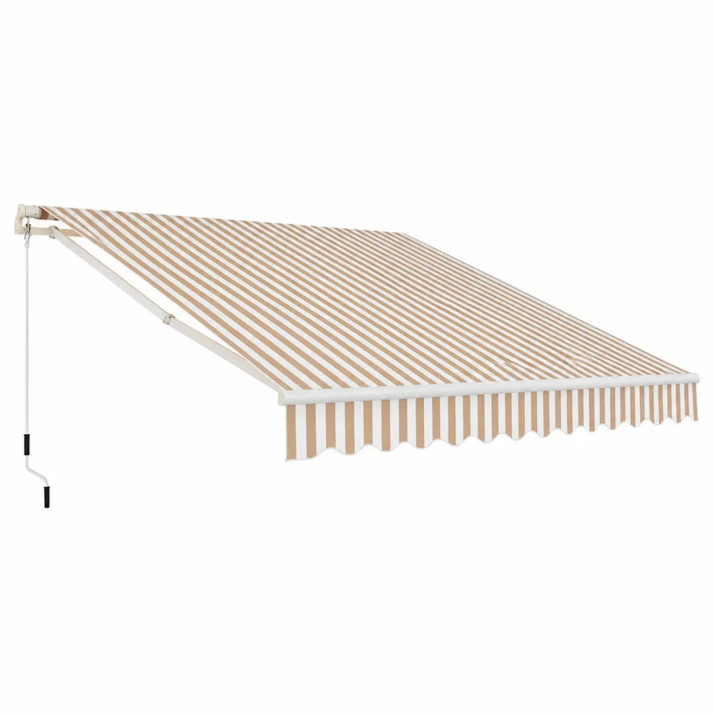 Auvent rétractable 350x250 cm en aluminium et polyester beige rayé